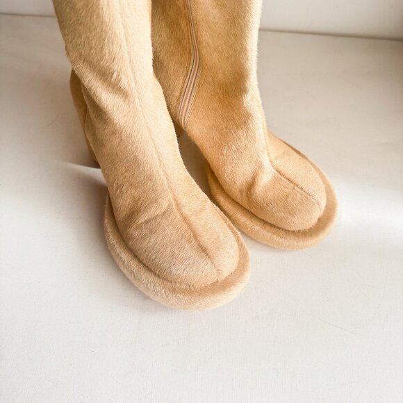 L' Intervalle Weston Cowskin Light Beige Chunky Round Toe Unique Boots 40 - Picture 2 of 9